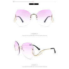 fashion women sunglasses in pink tint beautiful vintage oversize rimless glasses pink frame sunglasses